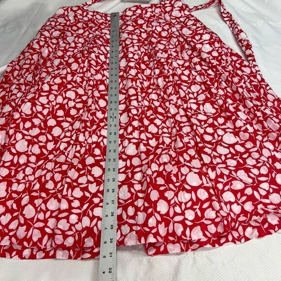 Talbots Red‎ White Floral Pleated Midi Skirt Sz 16 Women’s - Picture 5 of 7